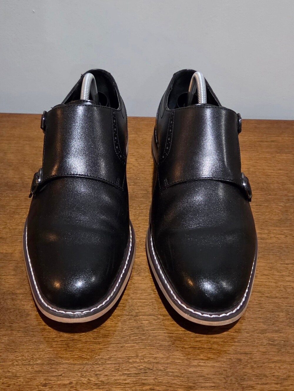 Men's Barr III Black Monk Double Buckle Jesse Leather Dress Shoes Size 10.5M